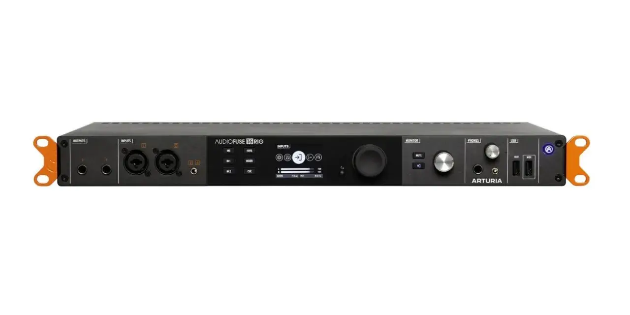 Profesjonalny interfejs audio Arturia AudioFuse 16Rig z licznymi wejściami i wyjściami, idealny do studia nagraniowego.