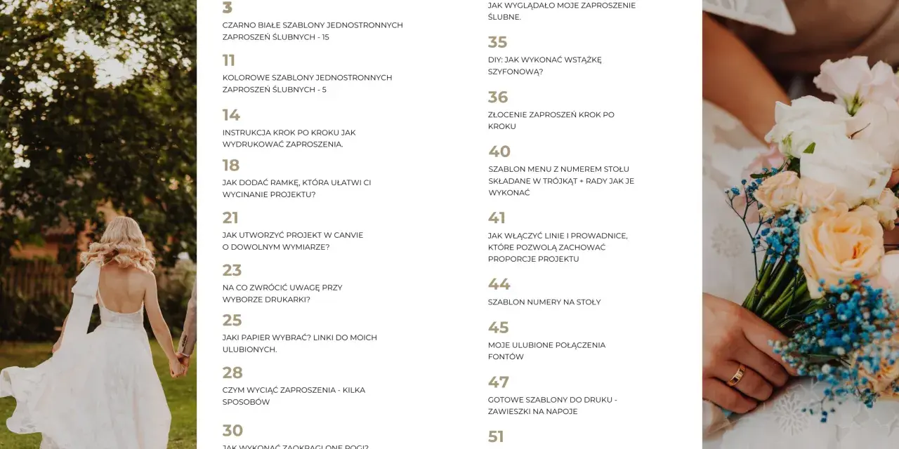 Spis treści poradnika ślubnego. Czy wypada wysłać zaproszenie na ślub tylko przez social media? Dowiedz się, jak stworzyć idealne zaproszenia.
