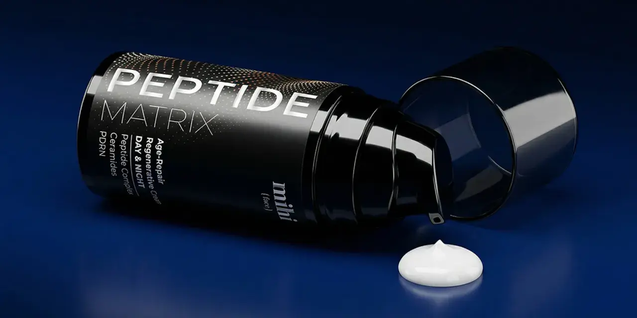 Crema rigenerante Peptide Matrix con dipeptide diaminobutyroyl benzylamide diacetate, ceramidi e PDRN.