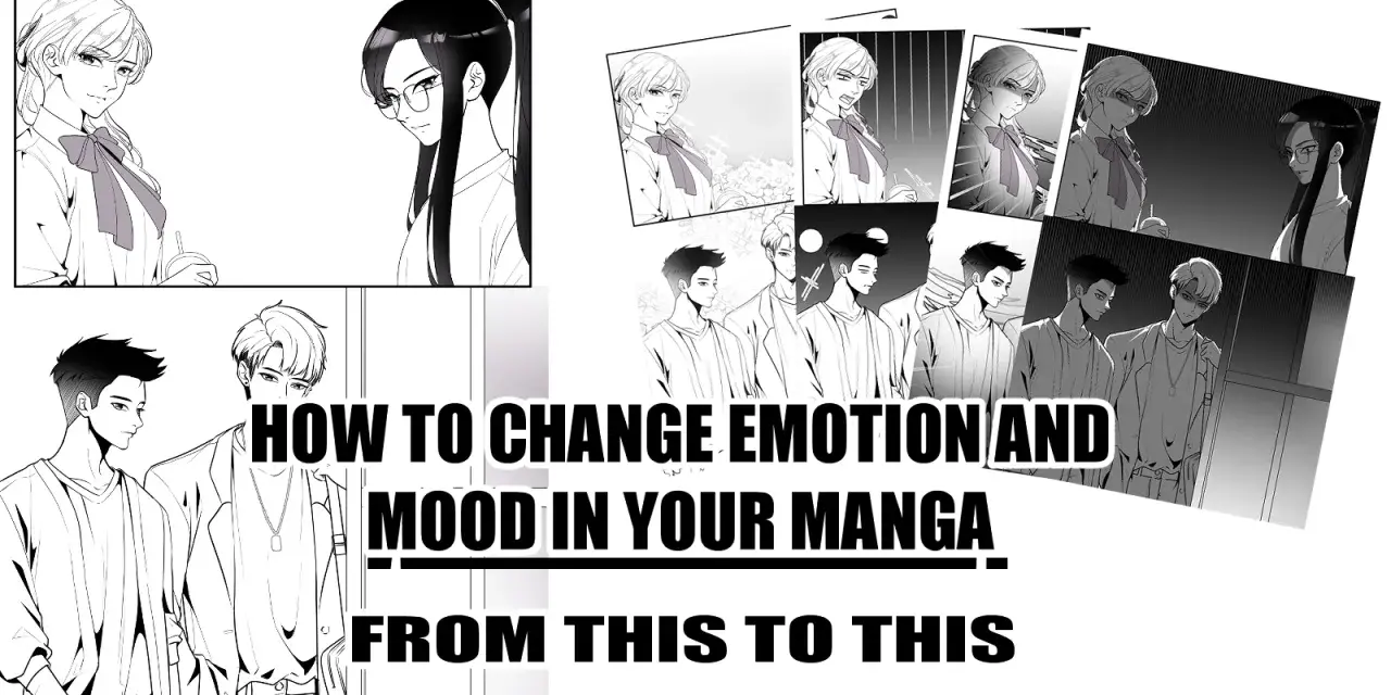 Dessin sombre facile : des personnages de manga montrent différentes émotions.