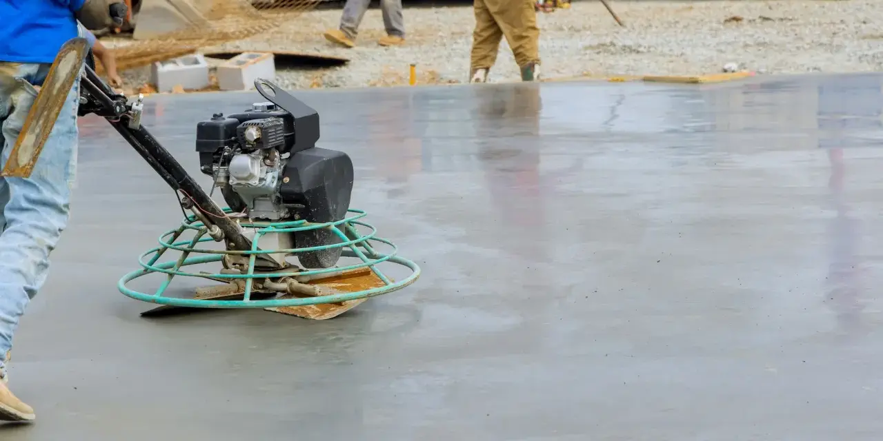 Robot do zacierania betonu na świeżo wylanej posadzce.