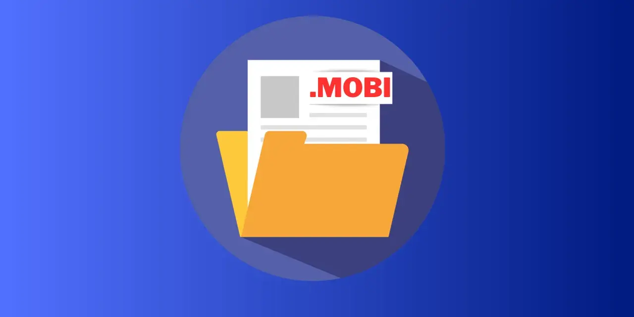Ikona folderu z dokumentem .mobi, idealna dla każdego mobi reader.