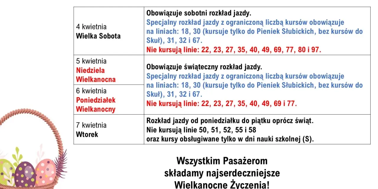 Rozkład jazdy PKS Grodzisk Mazowiecki na okres Wielkanocy. Specjalne kursy i wyłączenia linii.