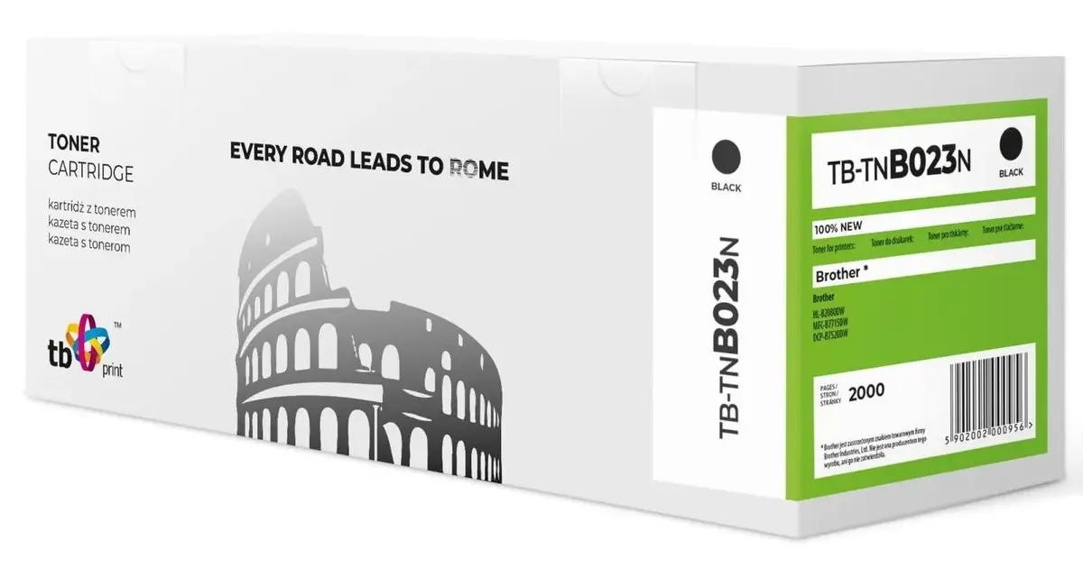Toner TB-TNB023N do drukarki Brother HL-B2080DW, z wizerunkiem Koloseum.