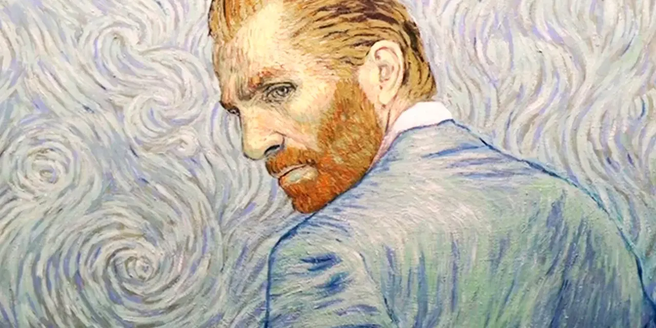 Porträtt av en man med rött skägg, målad i vincent van gogh stil med virvlande penseldrag i bakgrunden.