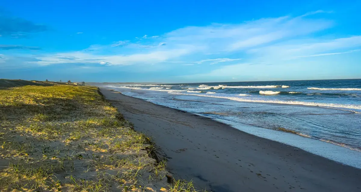 Piękna plaża i morze, idealne miejsce na odkrywanie ciekawostek o morzu bałtyckim.