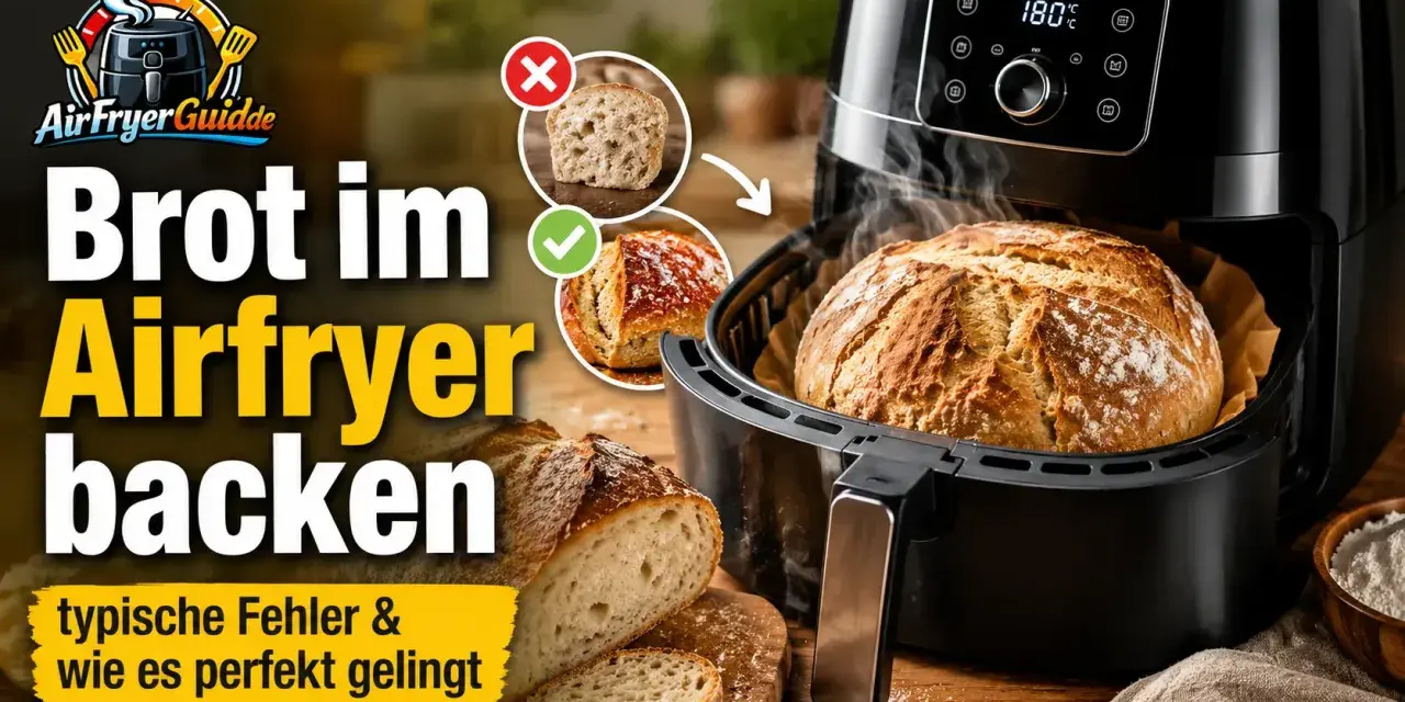 Perfekt Brot backen im Airfryer: Ein goldbraunes Brot dampft aus dem Airfryer. Tipps & Tricks für das beste Ergebnis.