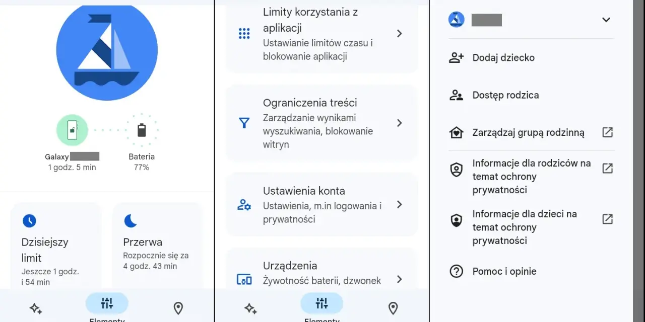 Aplikacja Family Link pozwala na zarządzanie urządzeniami dzieci, ustawianie limitów i blokowanie aplikacji. To narzędzie do **blokady rodzicielskiej**.