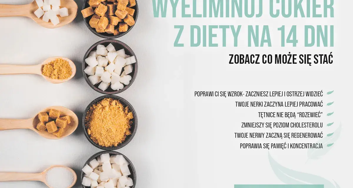 Łyżki i miseczki z różnymi rodzajami cukru. Eliminacja cukru z diety na 14 dni może przynieść korzyści, np. poprawę wzroku. Pierwsze objawy odstawienia cukru mogą być pozytywne.