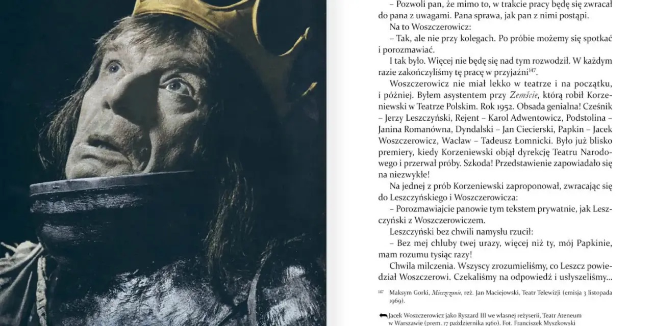 Jan Maciejowski jako reżyser w Teatrze Telewizji. Aktor Jacek Woszczerowicz w roli Ryszarda III.