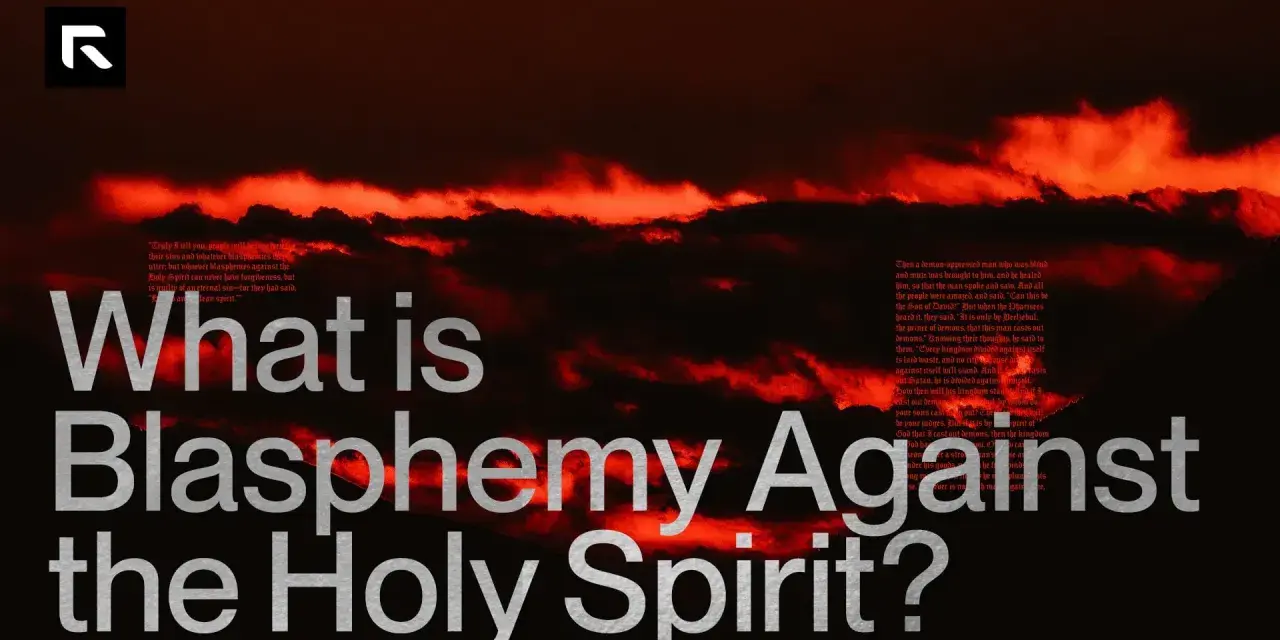 Dramatic red clouds loom over text asking "What is Blasphemy Against the Holy Spirit?".