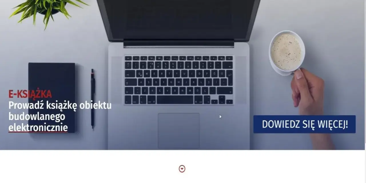 Elektroniczna książka obiektu budowlanego na laptopie. Prowadź dokumentację budowlaną cyfrowo.