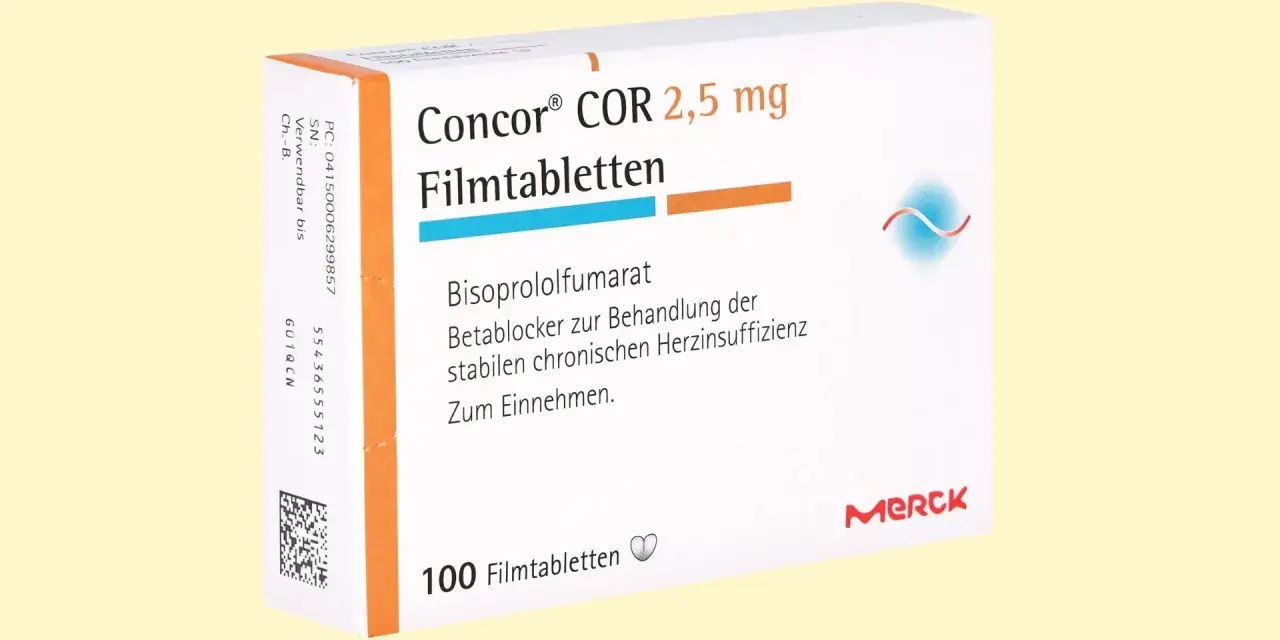 Opakowanie leku Concor Cor 2,5 mg, zawierające 100 tabletek. Stosowany w leczeniu niewydolności serca.
