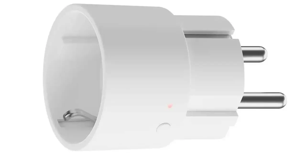 Smart eluttag som gör det enkelt att styra dina apparater med mobilen. En liten röd lampa indikerar att den är redo att anslutas.