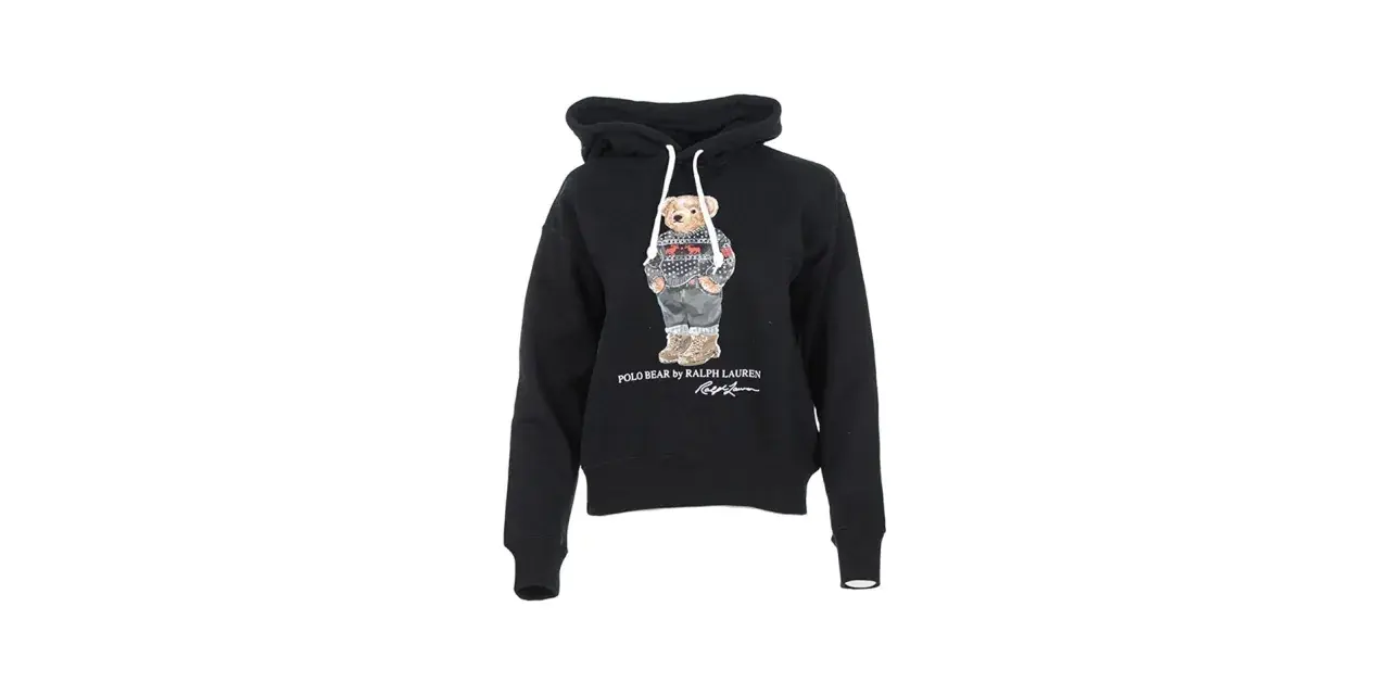 Czarna bluza z kapturem Polo Bear by Ralph Lauren. Zastanawiasz się, ile waży bluza Ralph Lauren? Ta jest lekka i stylowa.