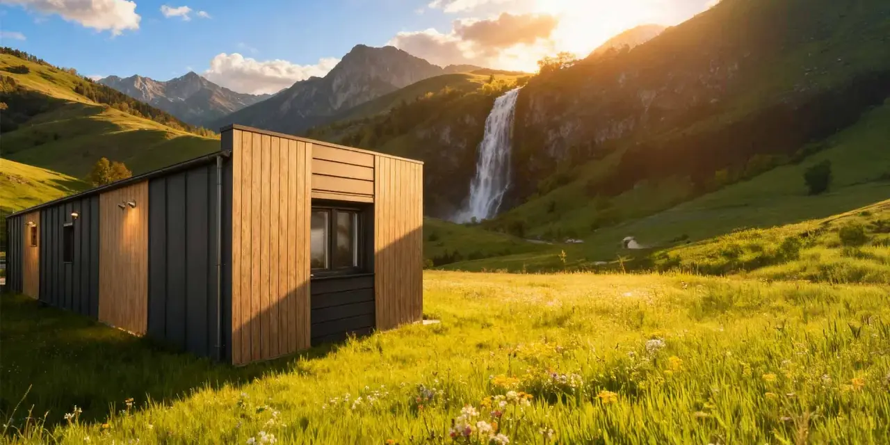 Nowy domek na kółkach w malowniczej dolinie z wodospadem. Dlaczego fani "vanlife" i domów na kółkach mają problem z meldunkiem na własnej działce?