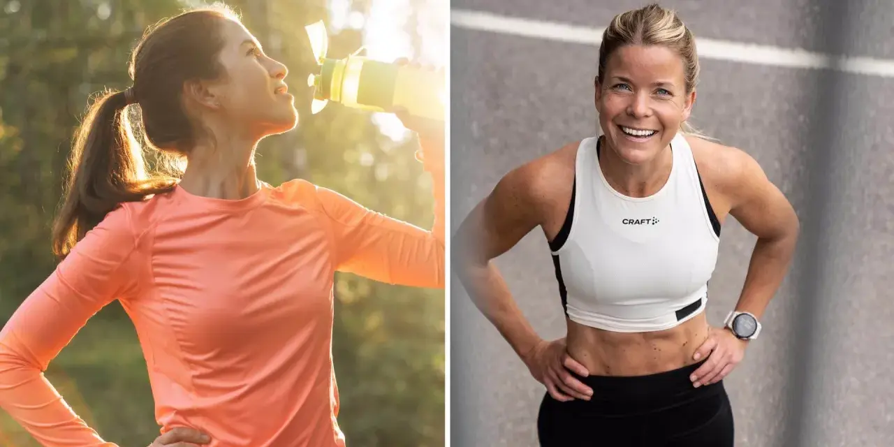 Två löpare, en dricker ur flaska i solljus, den andra ler mot kameran. Bli snabbare på 5 km med rätt träning och återhämtning.