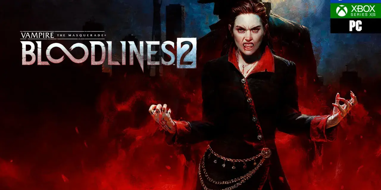 Una vampira con colmillos afilados y mirada intensa, lista para la acción en Vampire The Masquerade Bloodlines 2.