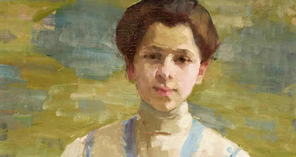 Portret młodej kobiety, inspirujący do zgłębiania **Olgi Boznańskiej biografii**.