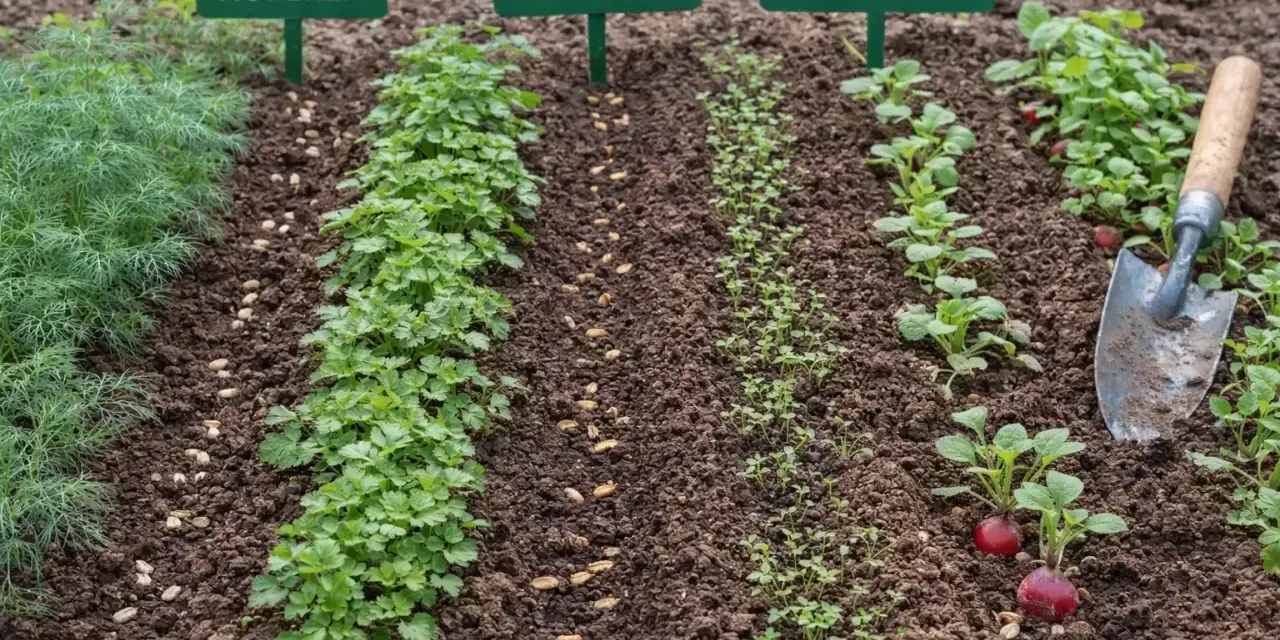 Rządki koperku, pietruszki i rzodkiewki w gruncie. Kiedy siać koper do gruntu? Wiosną, gdy minie ryzyko przymrozków.