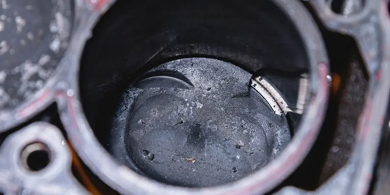 Ein Kolbenfresser im Motorzylinder. Die Reparatur erfordert sorgfältige Arbeit, um den Schaden zu beheben.