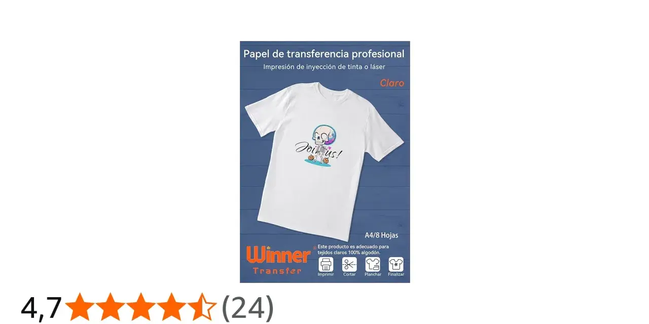 Cómo usar papel transfer con plancha: imprime, corta, plancha y finaliza tu diseño en camisetas claras. ¡Fácil y profesional!