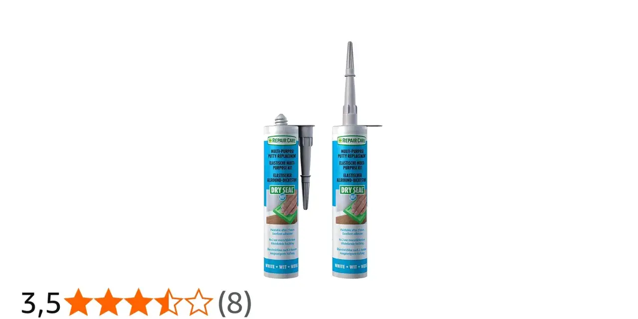 Due tubetti di sigillante "Dry Seal" come alternativa allo stucco per vetri.