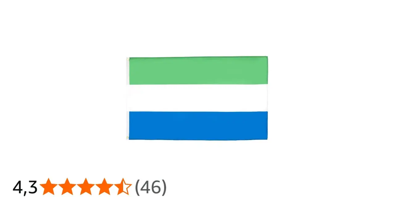 Flaga Sierra Leone: zielony, biały i niebieski pas.
