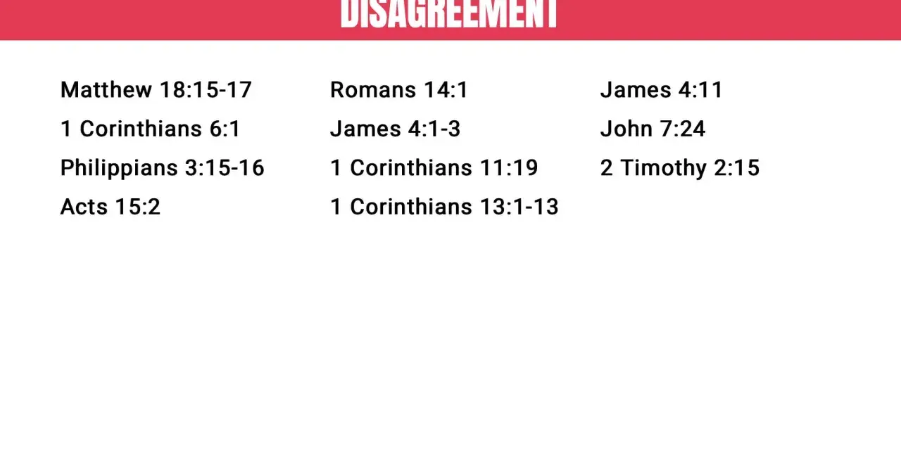 11 Bible verses about disagreement, offering guidance on resolving strife, as defined in the Bible.
