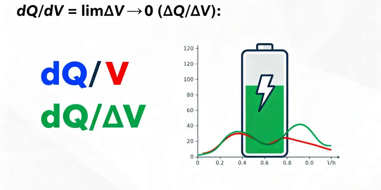 Fórmula de derivada con batería y gráficos. La h intercalada muestra la relación entre carga y voltaje.