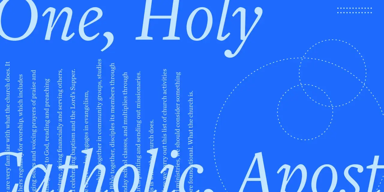 The text describes what an apostolic church is, detailing its practices like worship, baptism, evangelism, and community engagement.