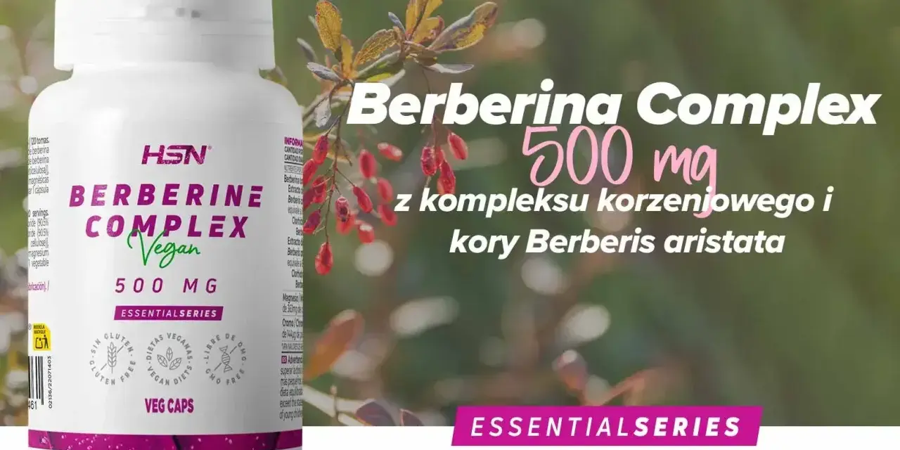 Berberine Complex 500 mg z korzenia i kory Berberis aristata. Opakowanie suplementu diety.