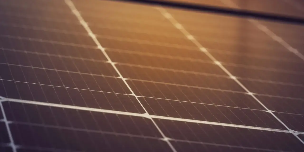 Zbliżenie na panel fotowoltaiczny. Pamiętaj o zgłoszeniu instalacji, by uniknąć kary za nie zgłoszenie instalacji fotowoltaicznej do straży.