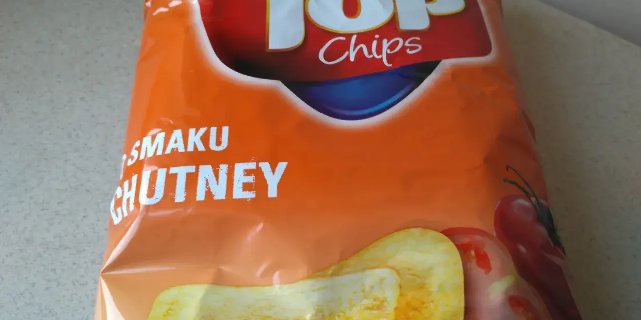Opakowanie chipsletten o smaku chutney z pomidorami.