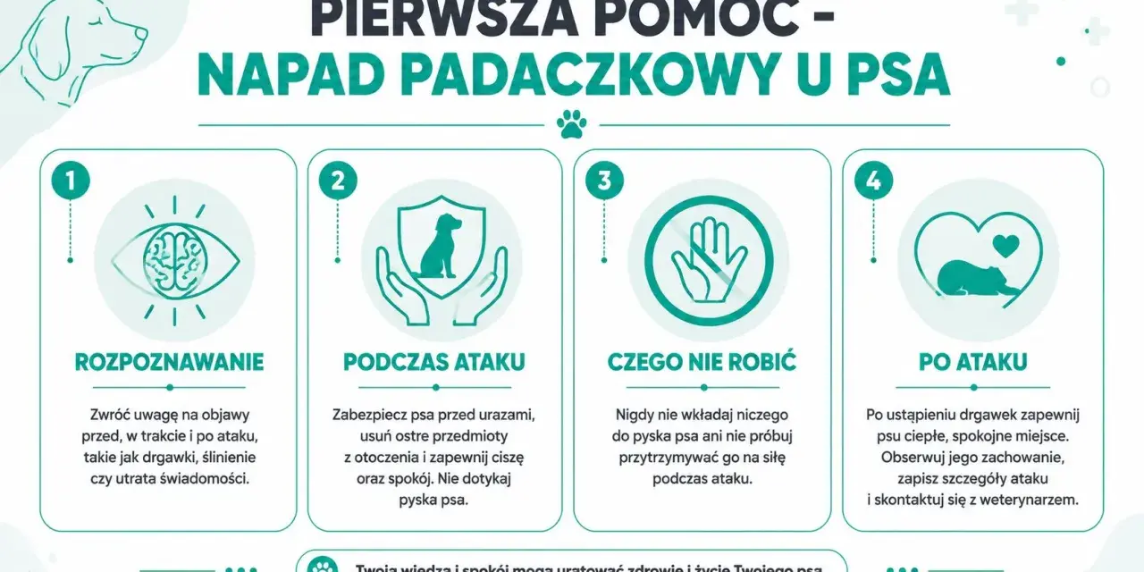 Pierwsza pomoc przy atakach padaczki u psa: rozpoznawanie, postępowanie podczas i po ataku, czego nie robić. Twoja wiedza ratuje życie.