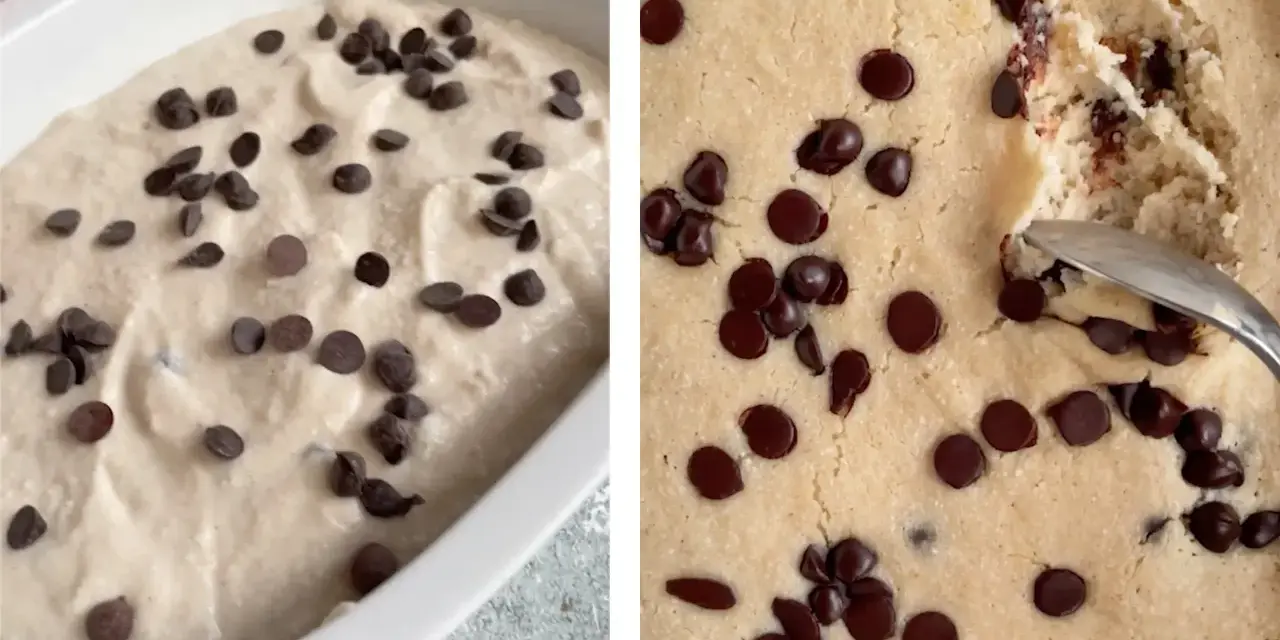 Dolci con ricotta e gocce di cioccolato, pronti per essere gustati. La consistenza cremosa invita a un assaggio goloso.