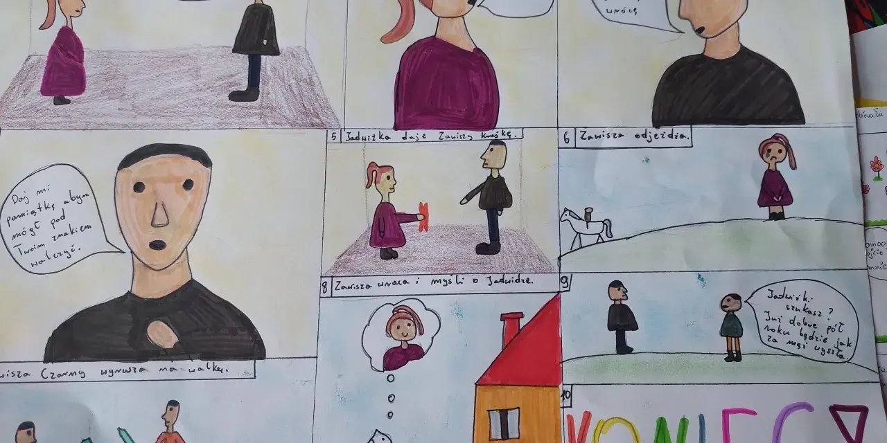 Klasa 4. Komiks o Zawiszy Czarnym i Jadwidze. Opowiada o rozstaniu, tęsknocie i powrocie.