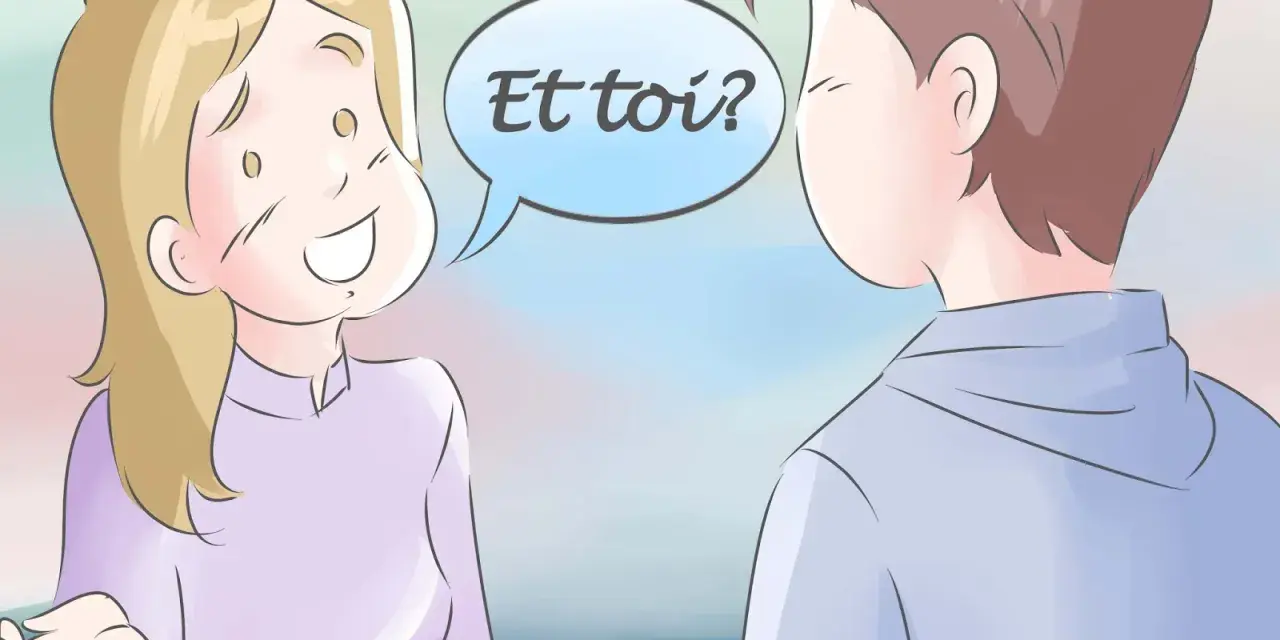 Una chica sonriente pregunta "¿Y tú?" en un globo de diálogo, como en un saludo en francés por email.