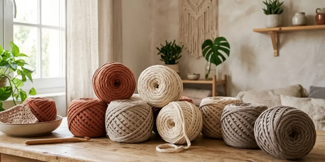 Ovillos de lana en tonos tierra, perfectos para crear proyectos con colores otoño.
