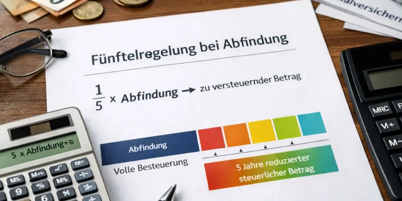Fünftelregelung bei Abfindung: 1/5 der Abfindung ist zu versteuern. So wird die Abfindung steuerfrei oder zumindest steuerlich begünstigt.