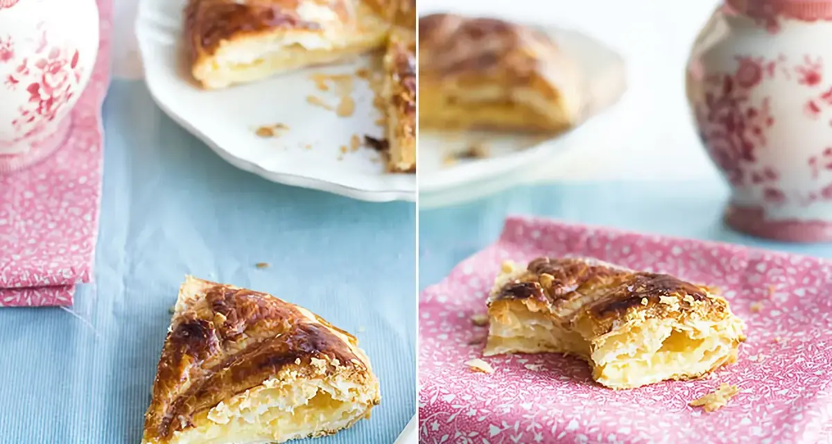 Deliciosa galette con masa hojaldrada y relleno cremoso. Una receta perfecta para disfrutar en cualquier momento.