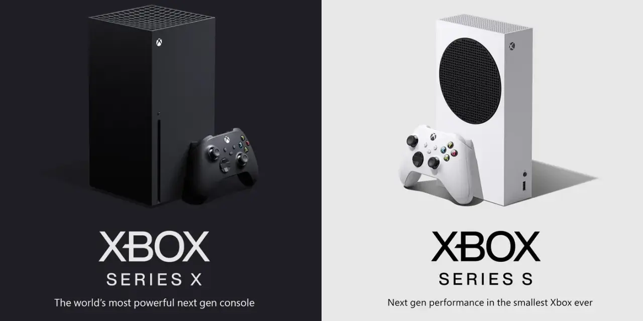 Dos consolas Xbox: la potente Xbox Series X negra y la compacta Xbox Series S blanca, listas para la próxima generación de juegos.