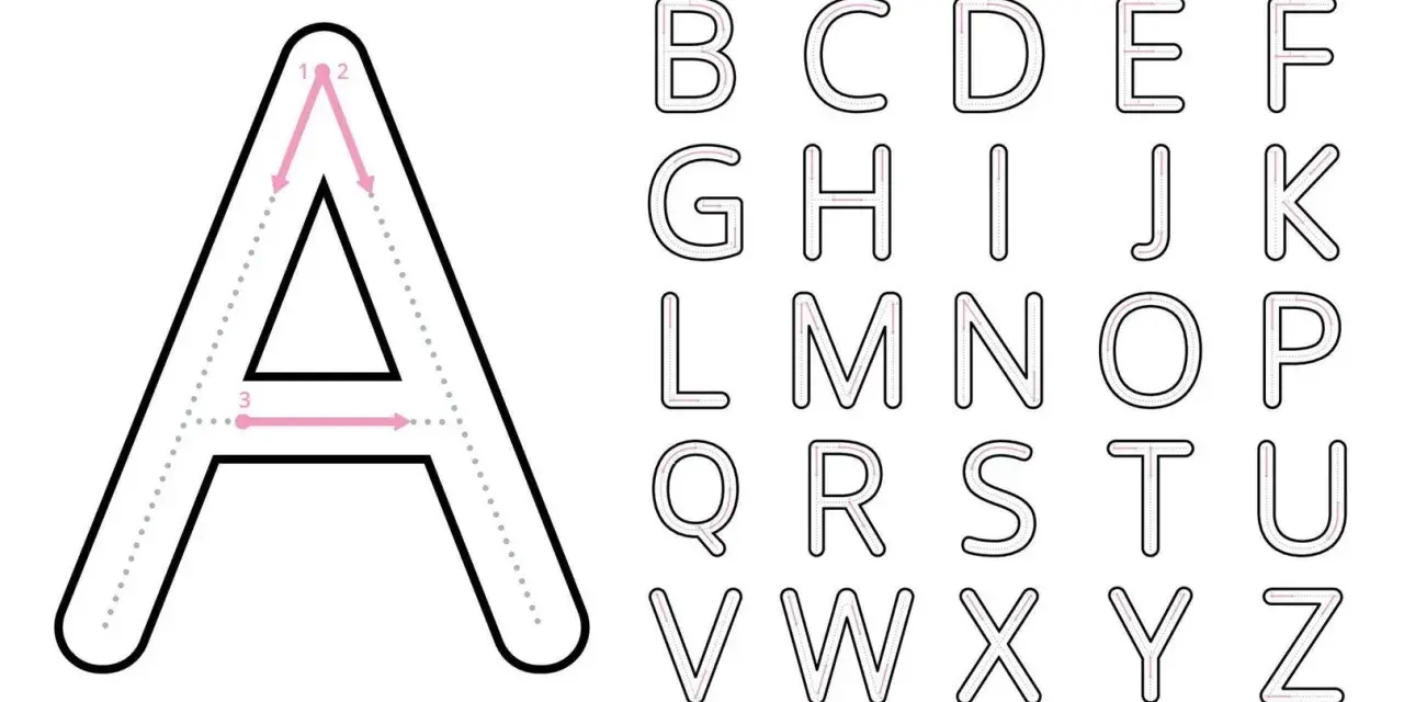 Fichas de letras mayúsculas para aprender a trazar el abecedario completo, desde la A hasta la Z.
