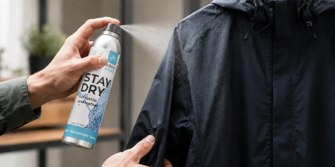 Regenjacke nicht mehr wasserdicht? Mit "Stay Dry" Spray wird sie wieder top! Hält dich trocken.