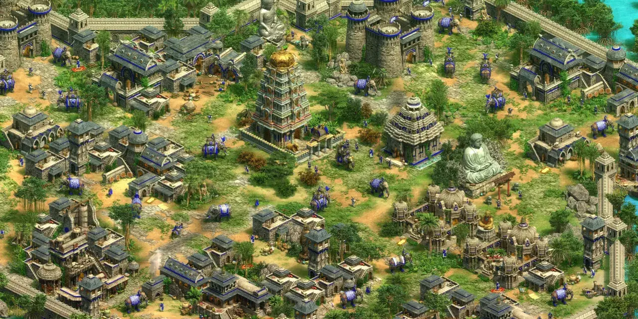 Un imperio en Age of Empires 2, con elefantes, templos y edificios de piedra. ¡Descubre trucos para dominar el juego!