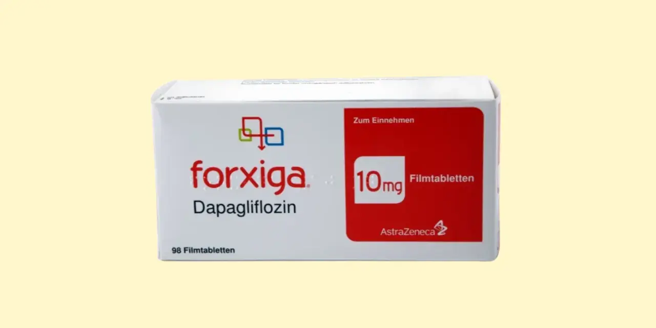 Opakowanie leku Forxiga 10mg z dapaglifloziną, 98 tabletek. To nie jest diaflix, to lek.
