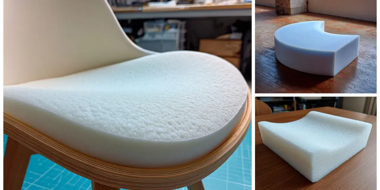 Mousse blanche pour coussin de canapé, montrant sa densité et sa forme ergonomique.