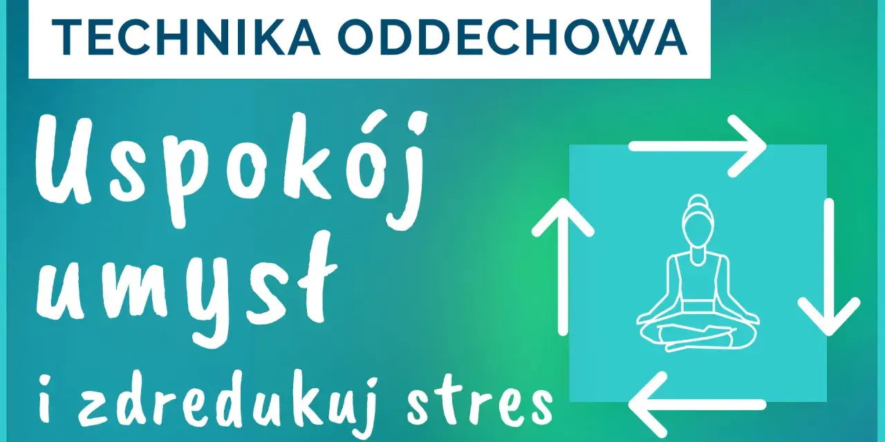 Technika oddechowa: uspokój umysł i zredukuj stres. Schemat z medytującą postacią i strzałkami symbolizującymi cykl.