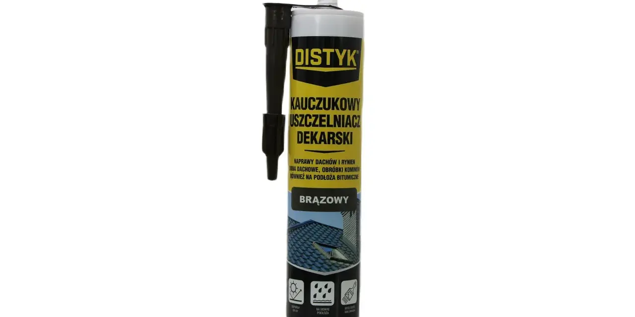 Brązowy uszczelniacz dekarski kauczukowy Distyk do napraw dachów, rynien i kominów, również na podłoża bitumiczne.