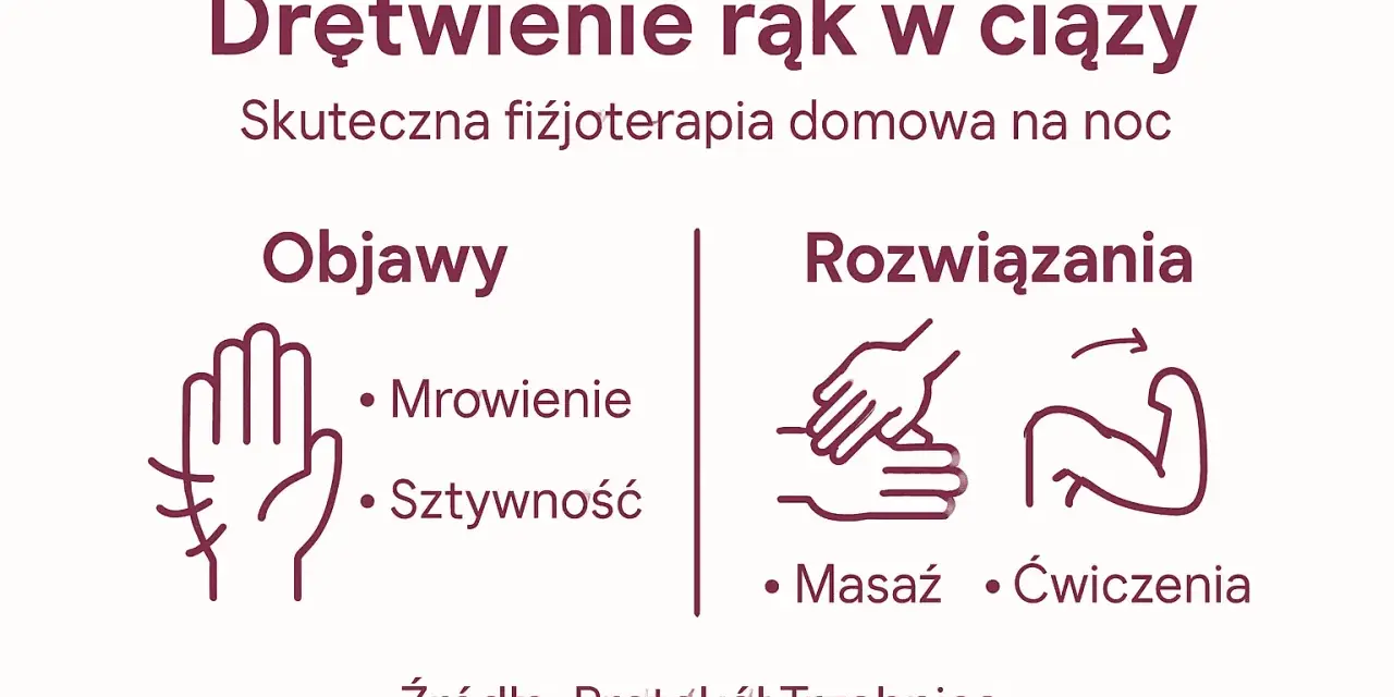 Domowe sposoby na zespół cieśni nadgarstka w ciąży: objawy (mrowienie, sztywność) i rozwiązania (masaż, ćwiczenia).